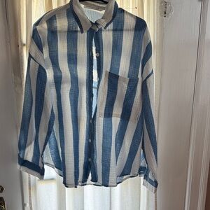 Altar'd State Blue and White Striped Blouse